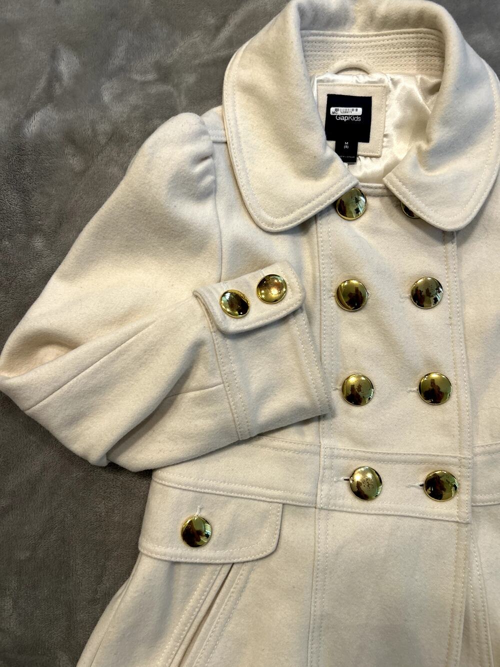 Gapkids Cream Double-Breasted Peacoat Wool Quiet Luxury Old Money Academia